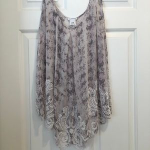 Club Monaco Hand Beaded Silk Sheer Printed Tank
